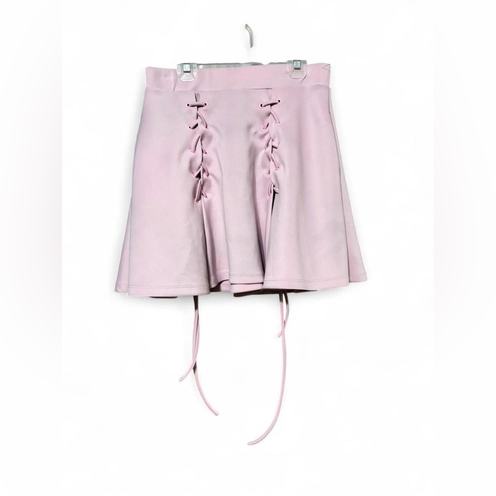 Hot Topic Light Pink Lace-Up Skater Mini Skirt